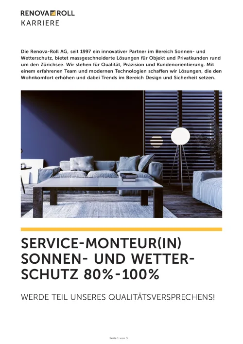 SERVICE-MONTEUR(IN) SONNEN- UND WETTER- SCHUTZ 80%-100%