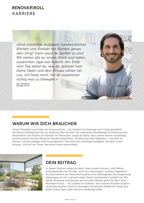 SERVICE-MONTEUR(IN) SONNEN- UND WETTER- SCHUTZ 80%-100%