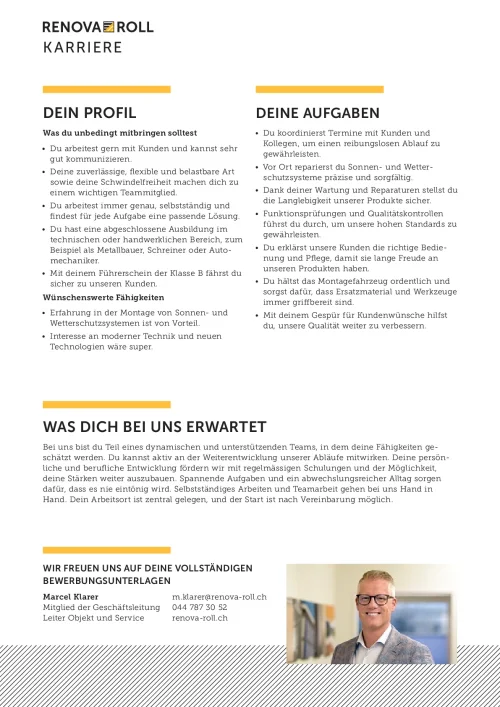 SERVICE-MONTEUR(IN) SONNEN- UND WETTER- SCHUTZ 80%-100%