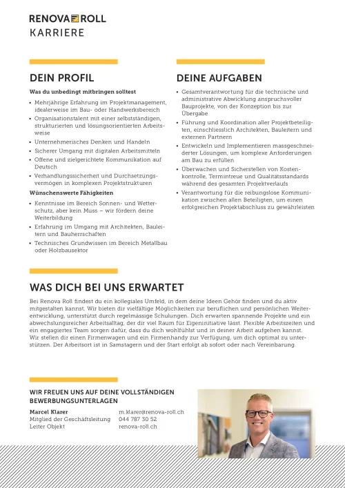 ERFAHRENE/R PROJEKTLEITER/IN 80%-100%